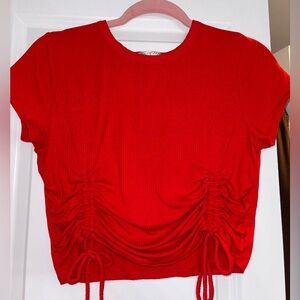 Red crop top t shirt with details, brand new